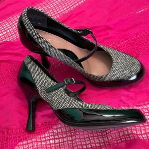 Nine West houndstooth leather & Black and White Maryjane Heels